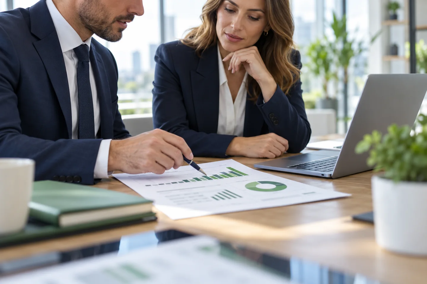 Professionals reviewing financial information